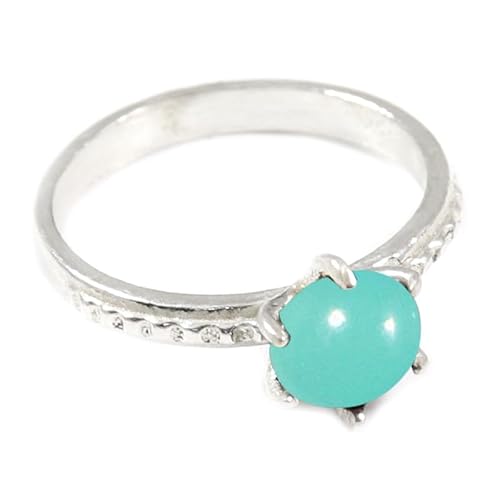 JEWELSTREZORO Aqua-Chalcedon Edelstein-für Herren und Damen,Geschenkartikel, 925er-SterlingSilber Band Ring Schmuck TSR358CE_21 (67 (21.3)) von JEWELSTREZORO