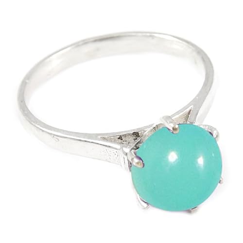JEWELSTREZORO Aqua-Chalcedon Edelstein-für Herren und Damen,Geschenkartikel, 925er-SterlingSilber Band Ring Schmuck TSR359CE_1 (47 (15.0)) von JEWELSTREZORO