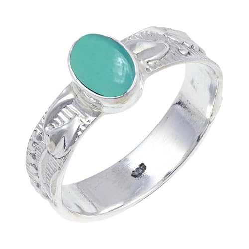Aquamarin-Chalcedon Edelstein 925 Sterling Silber Stilvoller handgefertigter Band Ring Männer & Frauen Alle Größen TSR117CE_6 (52 (16.6)) von JEWELSTREZORO