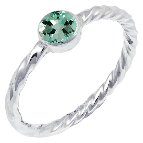 JEWELSTREZORO Aquamarin im Labor gezüchtet Edelstein 925 Sterling Silber Stilvoller handgefertigter Band Ring Geschenkartikel Männer & Frauen Alle Größen TSR123AY_29 (75 (23.9)) von JEWELSTREZORO