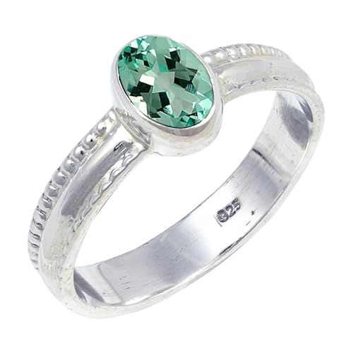 JEWELSTREZORO Aquamarin im Labor gezüchtet Edelstein Männer & Frauen 925 Sterling Silber Stilvoller handgefertigter Band Ring Geschenkartikel TSR126AY_22 (68 (21.6)) von JEWELSTREZORO