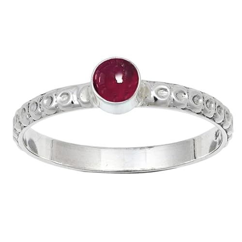 JEWELSTREZORO Cabochon-Granat Edelstein 925 Sterling Silber Stilvoller handgefertigter Band Ring Geschenkartikel Männer & Frauen alle Größen Jewerly TSR115BS_17 (63 (20.1)) von JEWELSTREZORO