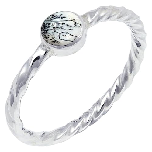 JEWELSTREZORO Dendrit-Opal Edelstein Männer & Frauen 925 Sterling Silber Stilvoller handgefertigter Band Ring Geschenkartikel TSR123CI_20 (66 (21.0)) von JEWELSTREZORO