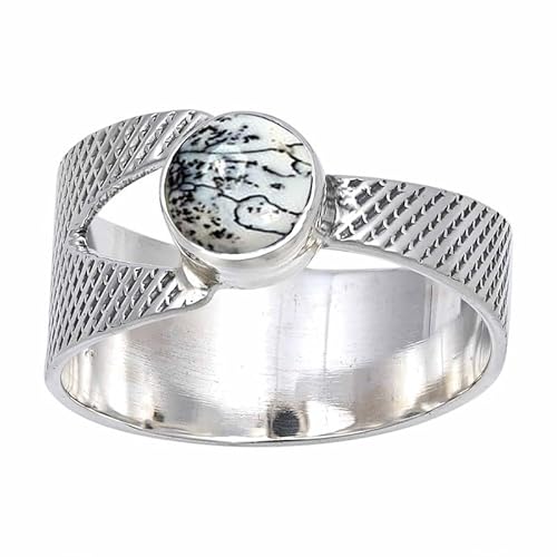 JEWELSTREZORO Dendritischer Opal Edelstein 925 Sterling Silber Stilvoller handgefertigter Band Ring Geschenkartikel Männer & Frauen alle Größen Jewerly TSR116CI_21 (67 (21.3)) von JEWELSTREZORO