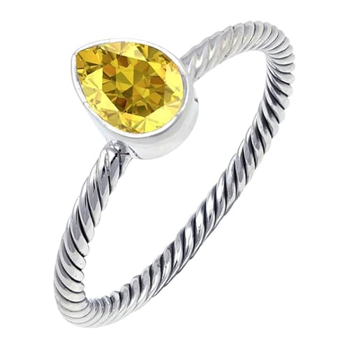 JEWELSTREZORO Gelber Saphir im Labor gezüchtet Edelstein 925 Sterling Silber Stilvoller handgefertigter Band Ring Geschenkartikel Männer & Frauen Alle Größen TSR122AP_24 (70 (22.3)) von JEWELSTREZORO
