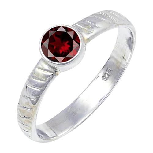 JEWELSTREZORO Granat Edelstein 925 Sterling Silber Stilvoller handgefertigter Band Ring Geschenkartikel Männer & Frauen alle Größen Jewerly TSR118AB_23 (69 (22.0)) von JEWELSTREZORO