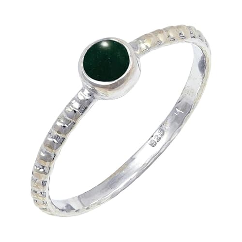 JEWELSTREZORO Grüne Jade Edelstein 925 Sterling Silber Stilvoller handgefertigter Band Ring Geschenkartikel Männer & Frauen Alle Größen TSR128CD_18 (64 (20.4)) von JEWELSTREZORO