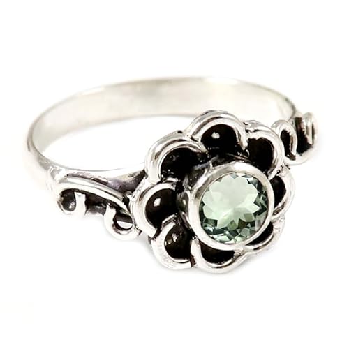 JEWELSTREZORO Grüner Amethyst Edelstein 925 Sterling Silber Stilvoller handgefertigter Band Ring Geschenkartikel Männer & Frauen Alle Größen TSR162AL_24 (70 (22.3)) von JEWELSTREZORO