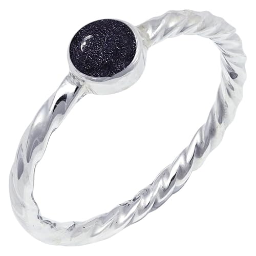 JEWELSTREZORO Im Labor hergestellter Sonnenstein Edelstein 925 Sterling Silber Stilvoller handgefertigter Band Ring Geschenkartikel Männer & Frauen Alle Größen TSR123CA_17 (63 (20.1)) von JEWELSTREZORO