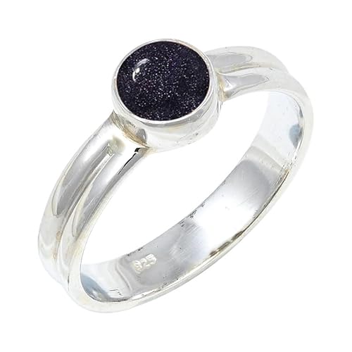 JEWELSTREZORO Im Labor hergestellter Sonnenstein Edelstein Männer & Frauen 925 Sterling Silber Stilvoller handgefertigter Band Ring Geschenkartikel TSR133CA_21 (67 (21.3)) von JEWELSTREZORO