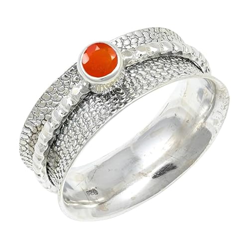 JEWELSTREZORO Karneol Edelstein 925 Sterling Silber Stilvoller handgefertigter Band Ring Geschenkartikel Männer & Frauen alle Größen Jewerly TSR154AF_29 (75 (23.9)) von JEWELSTREZORO