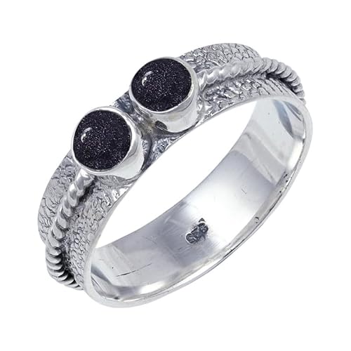 JEWELSTREZORO Laborgezüchteter Sonnenstein Edelstein 925 Sterling Silber Stilvoller handgefertigter Band Ring Geschenkartikel Männer & Frauen alle Größen Jewerly TSR112CA_4 (50 (15.9)) von JEWELSTREZORO