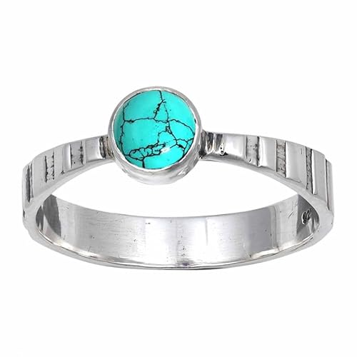 Laborgezüchteter Türkis Edelstein 925 Sterling Silber handgefertigter Band Ring Geschenkartikel Männer & Frauen Alle Größen TSR119BU_27 (73 (23.2)) von JEWELSTREZORO