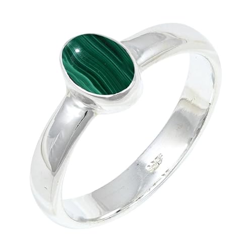 JEWELSTREZORO Malachit Edelstein 925 Sterling Silber Stilvoller handgefertigter Band Ring Geschenkartikel Männer & Frauen Alle Größen TSR127CB_20 (66 (21.0)) von JEWELSTREZORO