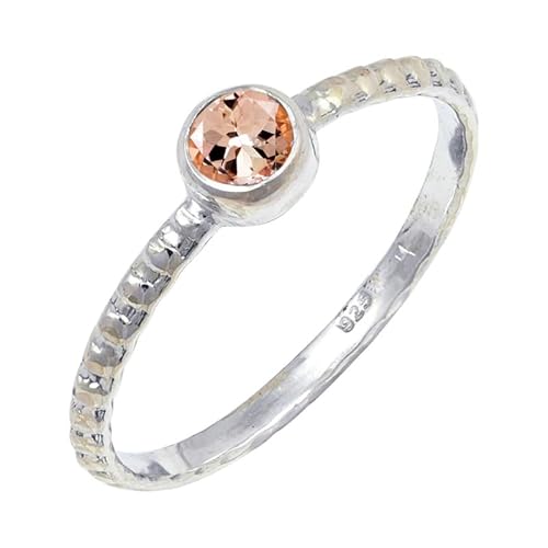 JEWELSTREZORO Morganit im Labor gezüchtet Edelstein Männer & Frauen 925 Sterling Silber Stilvoller handgefertigter Band Ring Geschenkartikel TSR128BC_12 (58 (18.5)) von JEWELSTREZORO