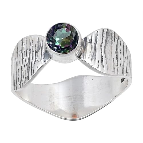 JEWELSTREZORO Mystischer Topas Edelstein 925 Sterling Silber Stilvoller handgefertigter Band Ring Geschenkartikel Männer & Frauen Alle Größen TSR113AG_26 (72 (22.9)) von JEWELSTREZORO