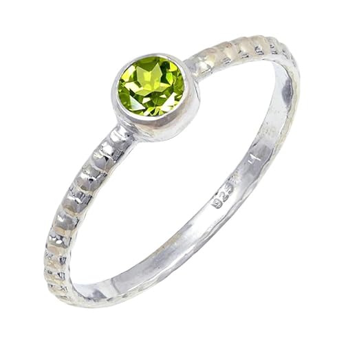 JEWELSTREZORO Peridot Edelstein 925 Sterling Silber Stilvoller handgefertigter Band Ring Geschenkartikel Herren & Damen Schmuck TSR128AJ_2 (48 (15.3)) von JEWELSTREZORO