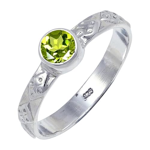 JEWELSTREZORO Peridot Edelstein 925 Sterling Silber Stilvoller handgefertigter Band Ring Geschenkartikel Männer & Frauen Alle Größen TSR111AJ_25 (71 (22.6)) von JEWELSTREZORO