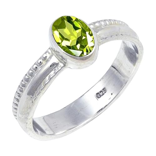 JEWELSTREZORO Peridot Edelstein 925 Sterling Silber Stilvoller handgefertigter Band Ring Geschenkartikel Männer & Frauen Alle Größen TSR126AJ_2 (48 (15.3)) von JEWELSTREZORO