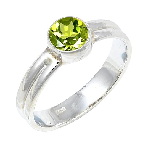 JEWELSTREZORO Peridot Edelstein 925 Sterling Silber Stilvoller handgefertigter Band Ring Geschenkartikel Männer & Frauen Alle Größen TSR133AJ_15 (61 (19.4)) von JEWELSTREZORO
