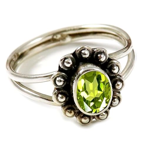 JEWELSTREZORO Peridot Edelstein-für Herren und Damen alle Größen 925er-SterlingSilber Stilvoller handgefertigter Band Ring Geschenkartikel Schmuck TSR191AJ_28 (74 (23.6)) von JEWELSTREZORO