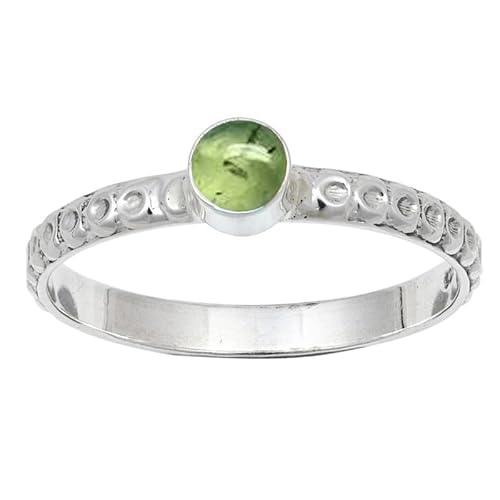 JEWELSTREZORO Prehnit Edelstein 925 Sterling Silber Stilvoller handgefertigter Band Ring Geschenkartikel Männer & Frauen Alle Größen TSR115CH_3 (49 (15.6)) von JEWELSTREZORO