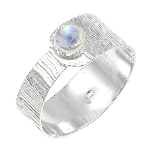 JEWELSTREZORO Regenbogen-Mondstein Edelstein 925 Sterling Silber Stilvoller handgefertigter Band Ring Geschenkartikel Männer & Frauen alle Größen Jewerly TSR135BO_19 (65 (20.7)) von JEWELSTREZORO