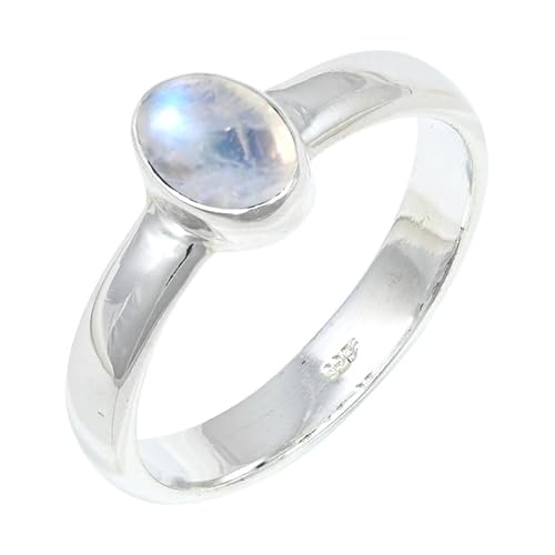 JEWELSTREZORO Regenbogen-Mondstein Edelstein Männer & Frauen 925 Sterling Silber Stilvoller handgefertigter Band Ring Geschenkartikel TSR127BO_17 (63 (20.1)) von JEWELSTREZORO