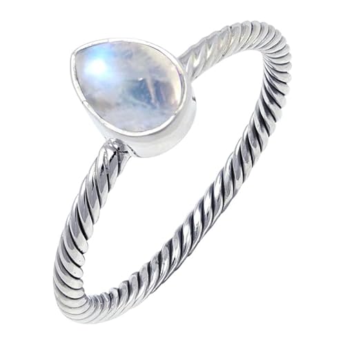 JEWELSTREZORO Regenbogen-Mondstein Edelstein-für Herren und Damen alle Größen 925er-SterlingSilber Stilvoller handgefertigter Band Ring Geschenkartikel Schmuck TSR122BO_22 (68 (21.6)) von JEWELSTREZORO