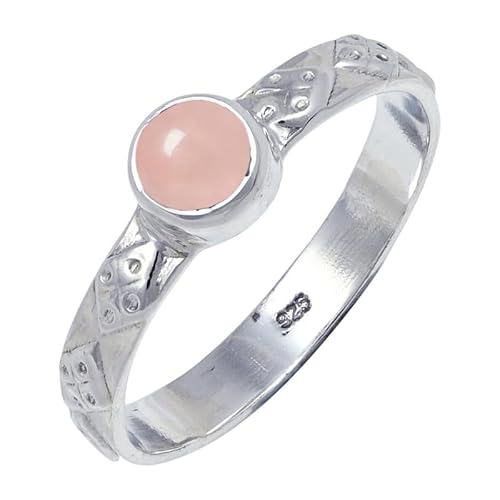 JEWELSTREZORO Rosenquarz Edelstein-für Herren und Damen925er-SterlingSilber Stilvoller handgefertigter Band Ring Geschenkartikel Schmuck TSR111BX_28 (74 (23.6)) von JEWELSTREZORO