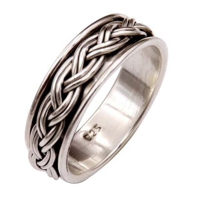 JEWELSTREZORO Spinnerring 925 Sterling Silber Meditationsring Männer & Frauen Spinner Ring Alle Größen Geschenkartikel Handarbeit TSR161A_75 (23.9) von JEWELSTREZORO