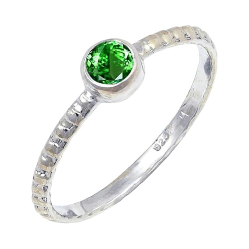 JEWELSTREZORO Tsavorit im Labor gezüchtet Edelstein 925 Sterling Silber Stilvoller handgefertigter Band Ring Geschenkartikel Männer & Frauen Alle Größen TSR128AU_19 (65 (20.7)) von JEWELSTREZORO