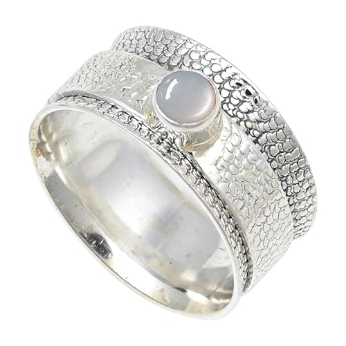 JEWELSTREZORO Weißer Mondstein Edelstein 925 Sterling Silber Stilvoller handgefertigter Band Ring Geschenkartikel Männer & Frauen Alle Größen TSR147BP_8 (54 (17.2)) von JEWELSTREZORO