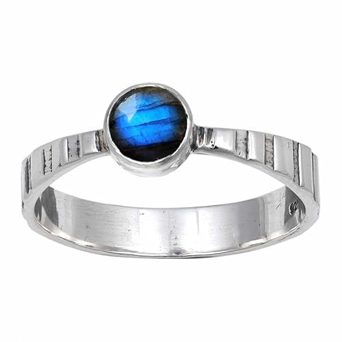 Labradorit Edelstein 925 Sterling Silber Stilvoller handgefertigter Band Ring Geschenkartikel Männer & Frauen Alle Größen TSR119BN_4 (50 (15.9)) von JEWELSTREZORO