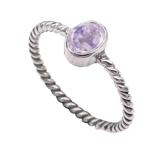 Lavendelquarz im Labor gezüchtet Edelstein Männer & Frauen Sterling Silber Band Ring Geschenkartikel Handarbeit TSR332AX_29 (75 (23.9)) von JEWELSTREZORO