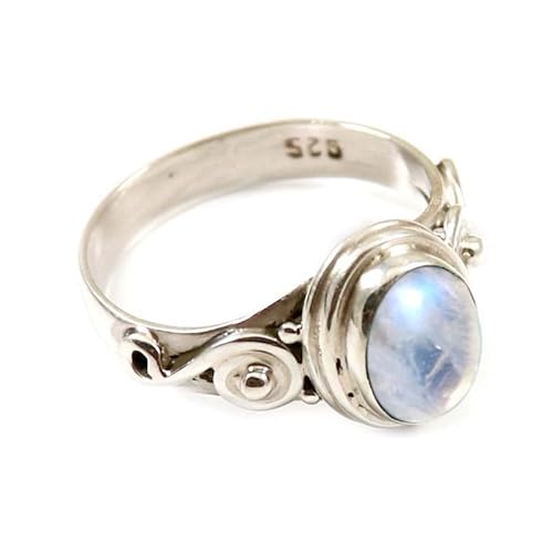 Regenbogen-Mondstein Edelstein 925 Sterling Silber Band Ring Männer & Frauen Alle Größen Handgefertigt TSR253BO_22 (68 (21.6)) von JEWELSTREZORO
