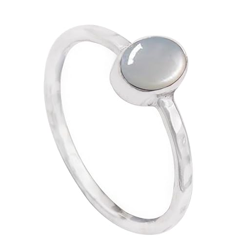 Weißer Mondstein Edelstein Männer & Frauen 925 Sterling Silber Band Ring Geschenkartikel Handarbeit TSR334BP_6 (52 (16.6)) von JEWELSTREZORO