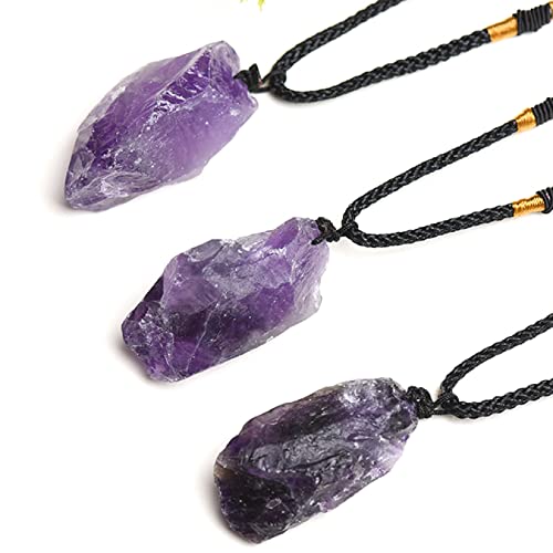 JEWIZJST natural stone pendant 1pc natürlicher Amethyst-gelber Kristallstein-Anhänger-Rosa-Quarz-Mineralkristall-Halsketten-Anhänger for Damen-Geschenk (Color : Dreamy Purple, Size : 1pc 0.78-1.77in) von JEWIZJST