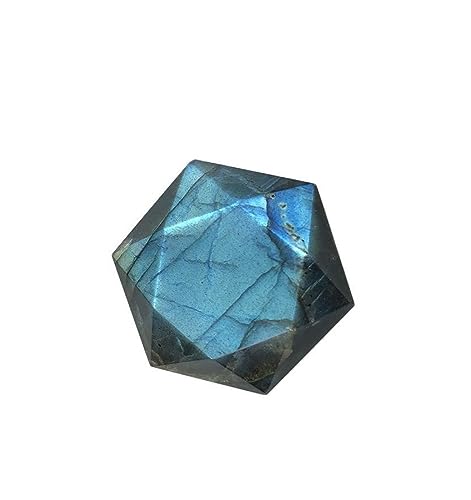 JEWIZJST natural stone pendant Natürlicher Flash Labradorit Flacher Sechseck Anhänger Kristall Glitzer Mond Schnitzerei Damen Schmuckherstellung DIY Halskette von JEWIZJST