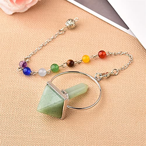 natural stone pendant Heilstein 1PC Mode Naturstein Kristall 7 Pendel Hexagonal Prisma Pyramide Anhänger Reiki Kristall Kette Wicca for Männer Frauen Geschenk Balance Edelstein Dekoration ( Color : Av von JEWIZJST