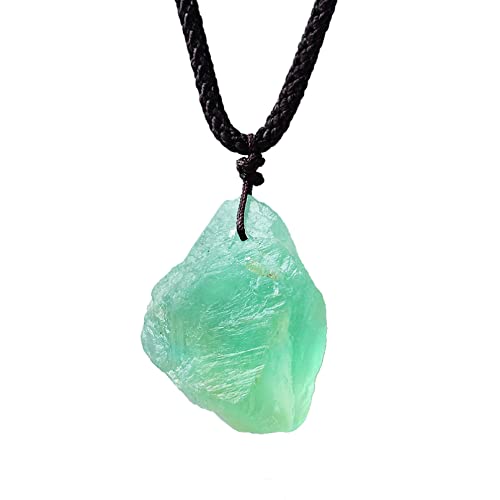 natural stone pendant Naturstein Grün Fluorit Kristall Halskette Rohkristalle Stein Anhänger for Männer Frauen Mineralschmuck DIY Geschenk ( Color : Green Fluorite 0.59-1.18in , Size : One Size ) von JEWIZJST