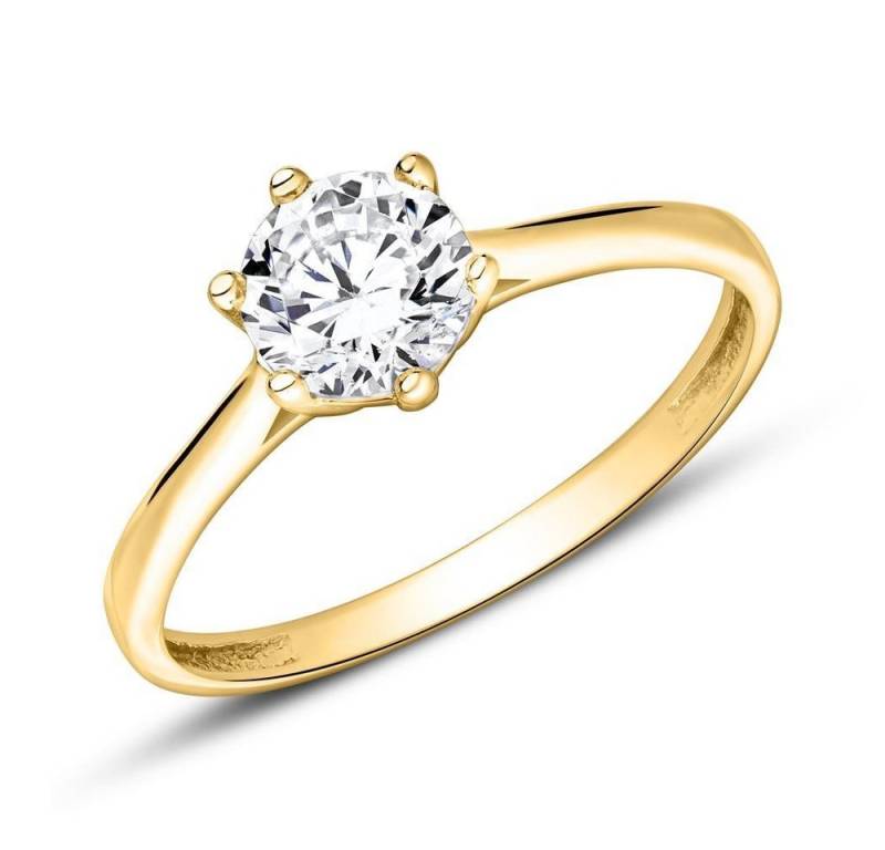 JEWLIX Goldring Zirkonia Krappenfassung Verlobungsring von JEWLIX aus 9K Gelbgold 375 von JEWLIX