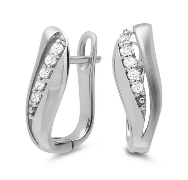 JEWLIX Paar Creolen aus 925er Silber mit funkelnden Zirkonia SE0442 von JEWLIX