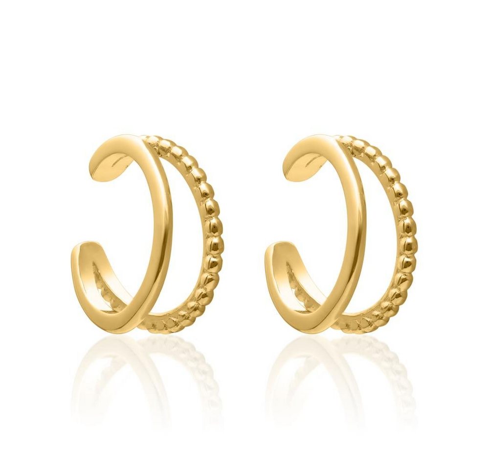 JEWLIX Paar Ohrstecker JEWLIX Damen Ear Cuffs aus Sterlingsilber, gold, zweireihig von JEWLIX