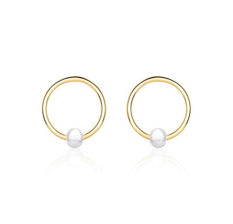 JEWLIX Paar Ohrstecker JEWLIX Ohrstecker Kreis aus vergoldetem 925er Silber Perlen von JEWLIX