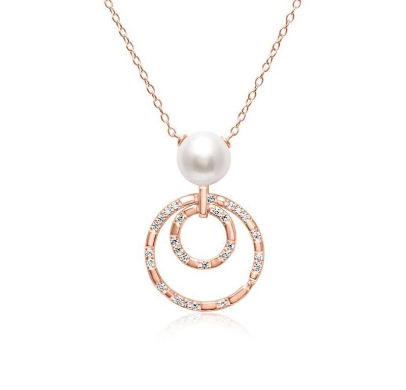 JEWLIX Silberkette 925er Silberkette von JEWLIX mit Kreisanhänger und Perle in Rosé von JEWLIX