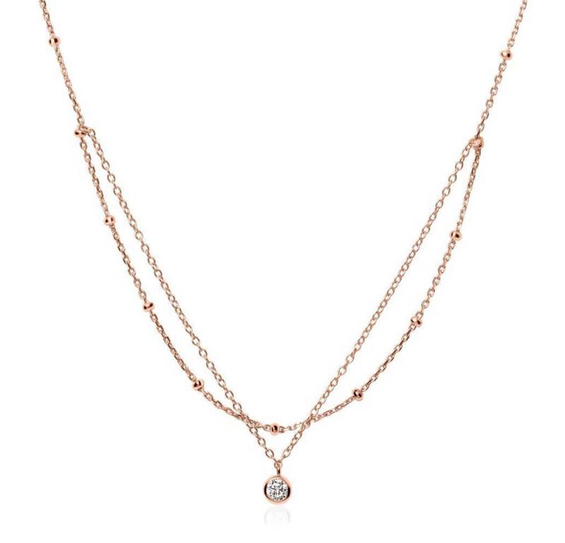 JEWLIX Silberkette Roségoldene Layerkette mit Zirkonia SN0511 von JEWLIX