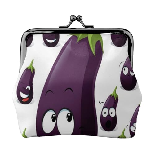 Cartoon Aubergine Print Multifunktionale Geldbörse Mode Münze Geldbörse Karte Tasche Unisex, Schwarz , Einheitsgröße von JEWOSS