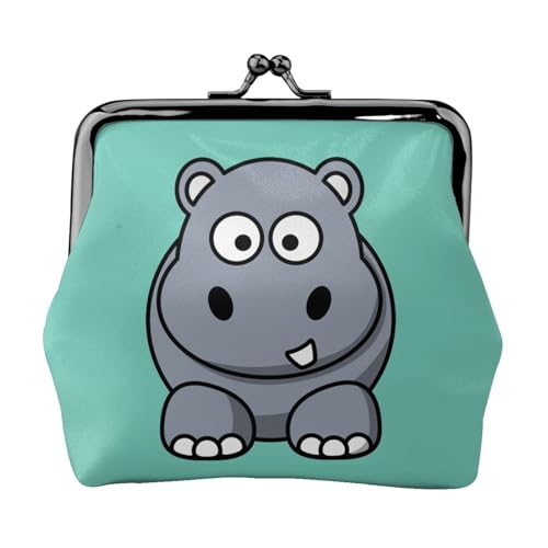 Cartoon Grau Nilpferd Druck Multifunktionale Geldbörse Mode Münze Geldbörse Karte Tasche Unisex, Schwarz , Einheitsgröße von JEWOSS