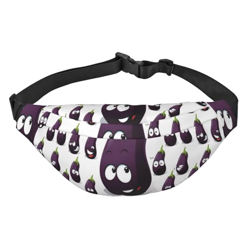 Clock Gear Print Bumbag, für Frauen Gürteltasche Hüfttasche für Männer Bauchtasche, Cartoon Aubergine 2, Einheitsgröße von JEWOSS